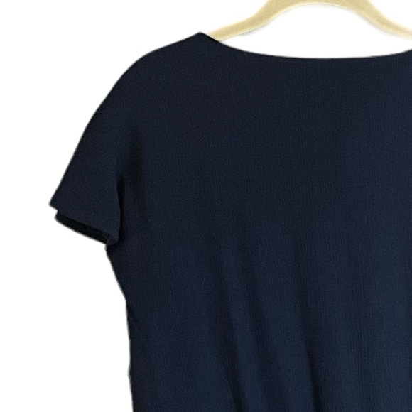 Vacate Navy Blue Dress Textured Fabric Tiered Hem Dropped Waist Sz L - Picture 4 of 11